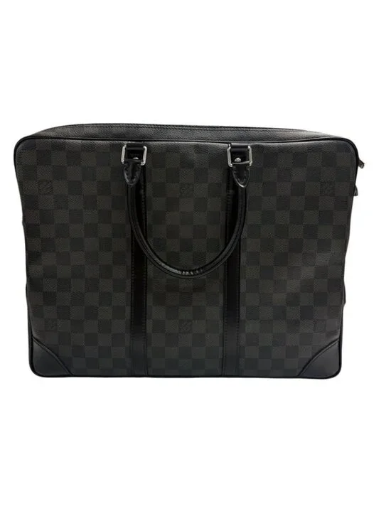 Louis Vuitton Damier Porte Documan Voyage Black Silver Leather Business Bag - Picture 2 of 9